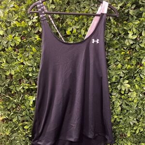 Under Armour Black/White Asymmetrical Sleeveless Tank Top Size Large